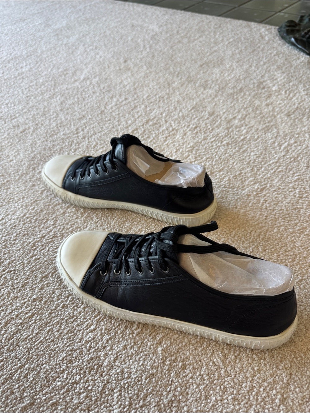 Eileen Fisher Black Sneakers with Cream Toe Caps